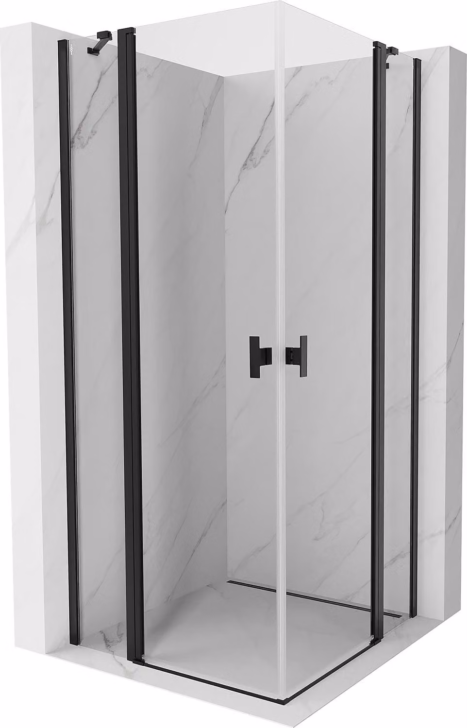 Mexen Mist Duo cabina doccia a battente 90 x 90 cm, trasparente, nero - 8A4-090-090-70-00