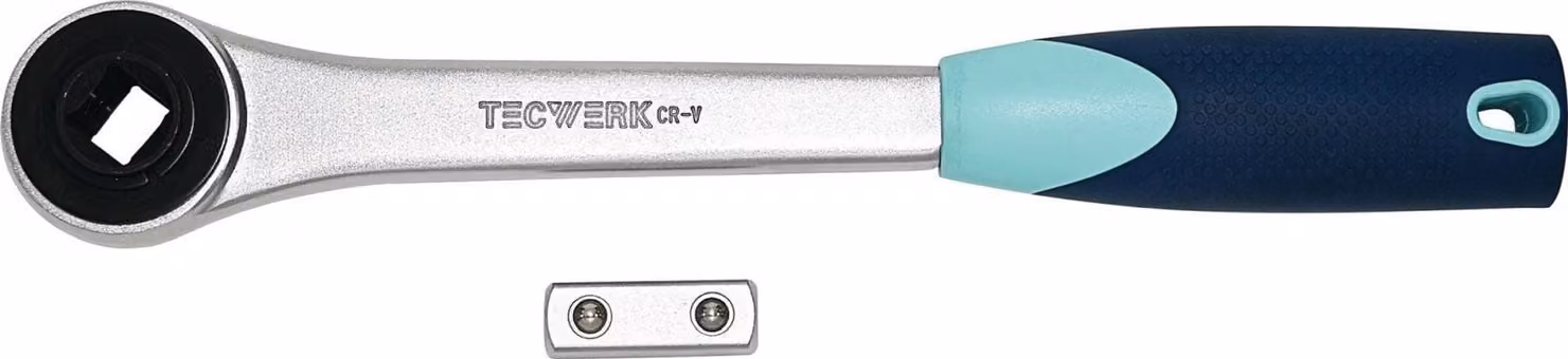 Cricchetto a innesto 1/2" 30 denti, lunghezza 270 mm con attacco quadrato intercambiabile
