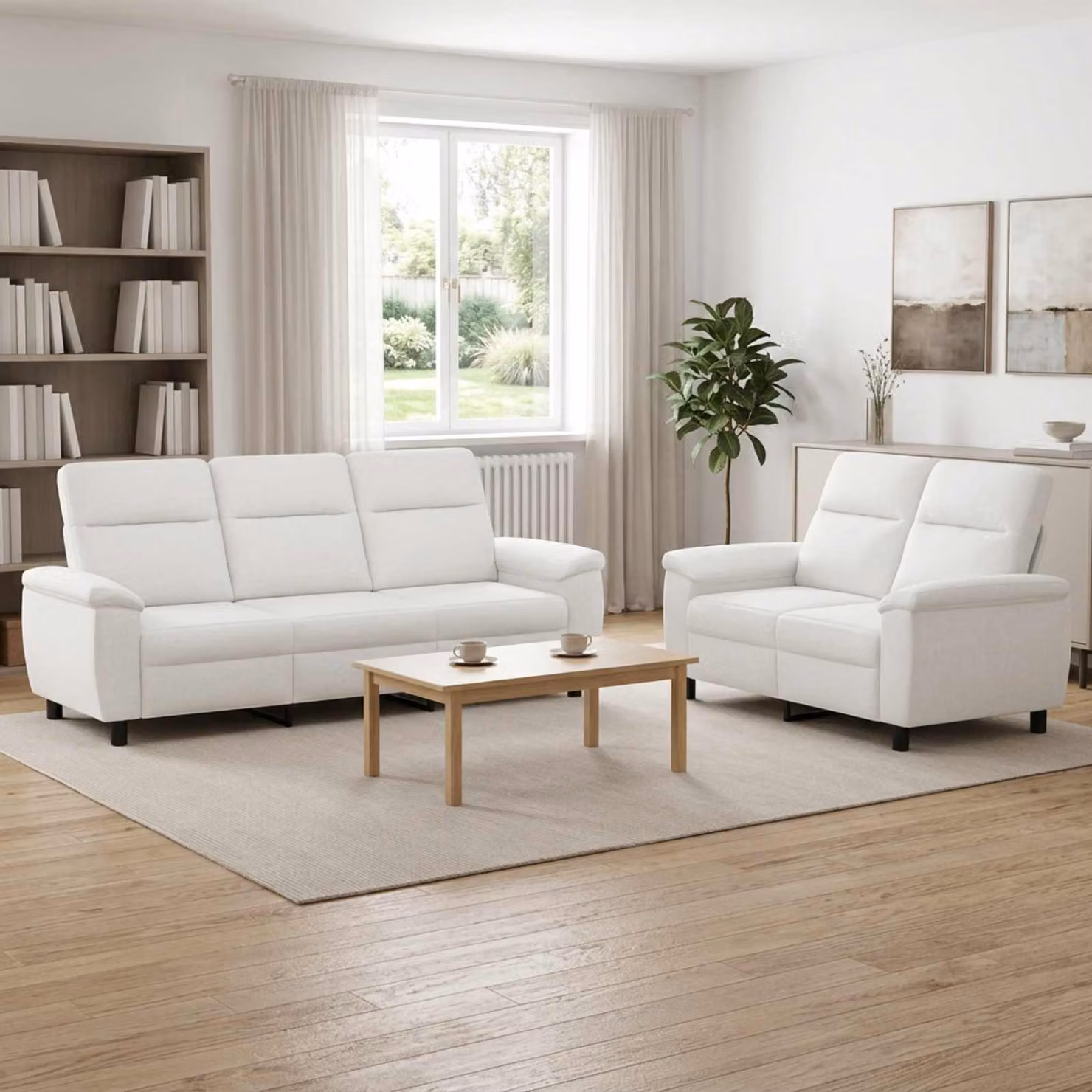 Set di 2 divani moderni vidaXL in tessuto bianco con struttura in metallo per il tuo soggiorno