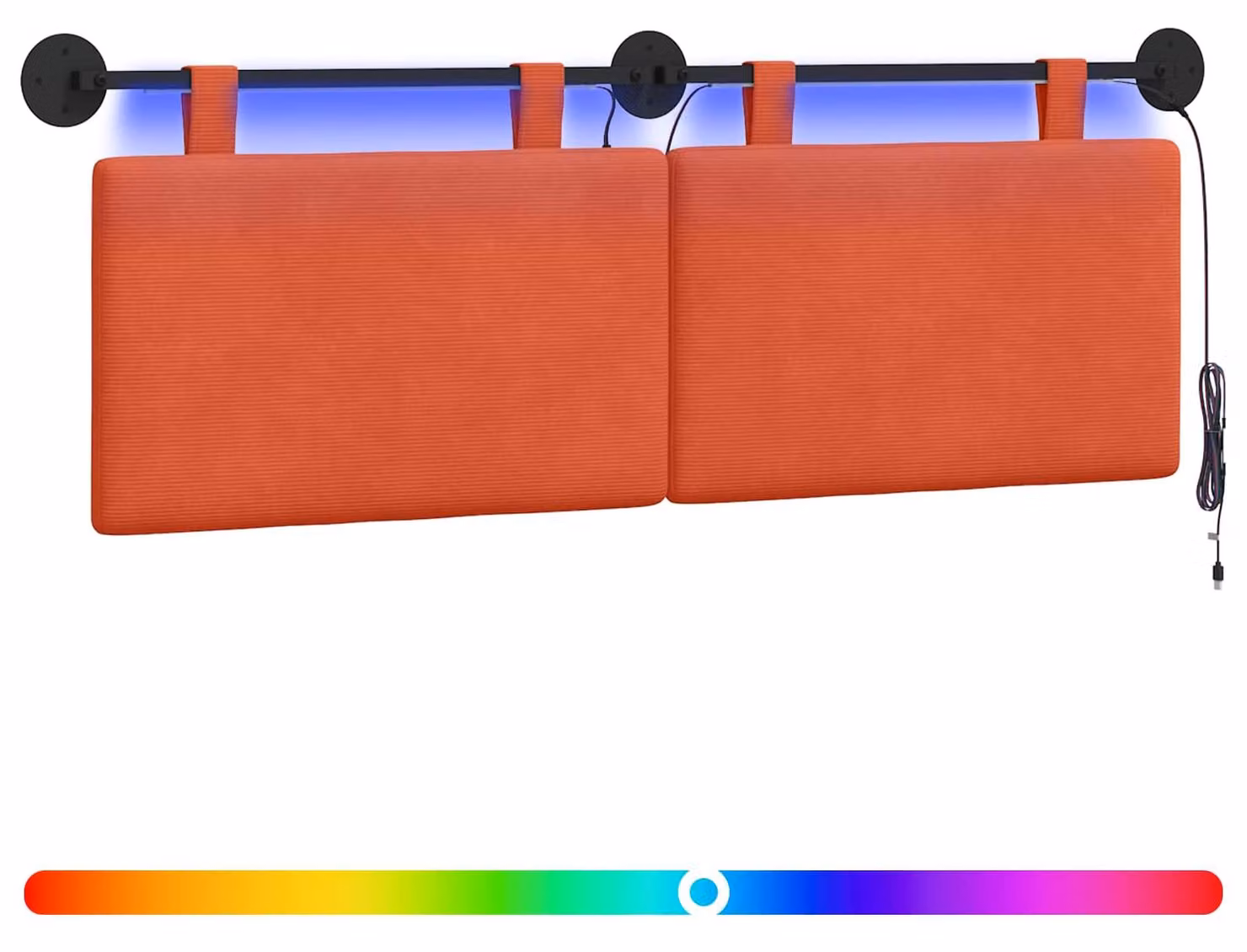 Testiera sospesa Con luce LED Rosso Arancio Tessuto in Cords