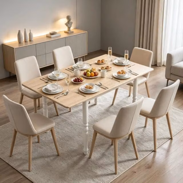 Tavolo da pranzo pieghevole 74-134 cm rovere e bianco
