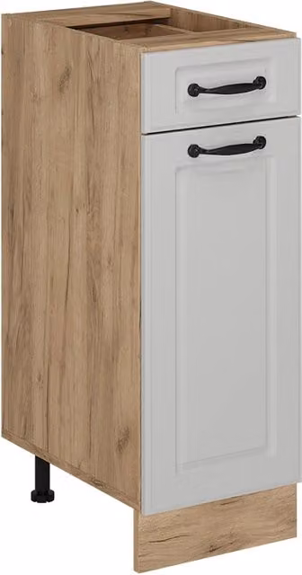 Mobiletto base per cucina Vicco R-Line Bianco rustico e Rovere con ante a battente L: 30 cm, H: 81,6 cm, P: 46 cm