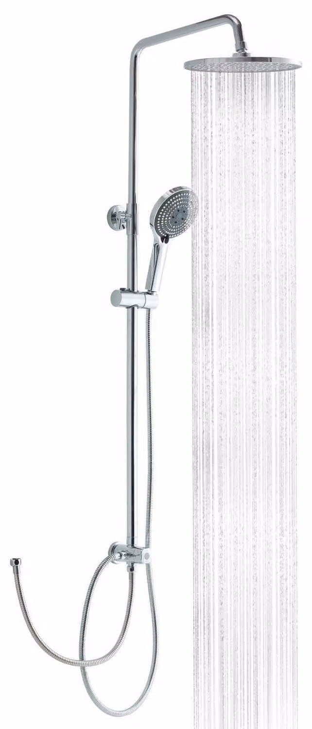 Set doccia Regendusche, diametro 25 cm, rotondo, cromato, con altezza regolabile, tubo flessibile da 1,6 metri
