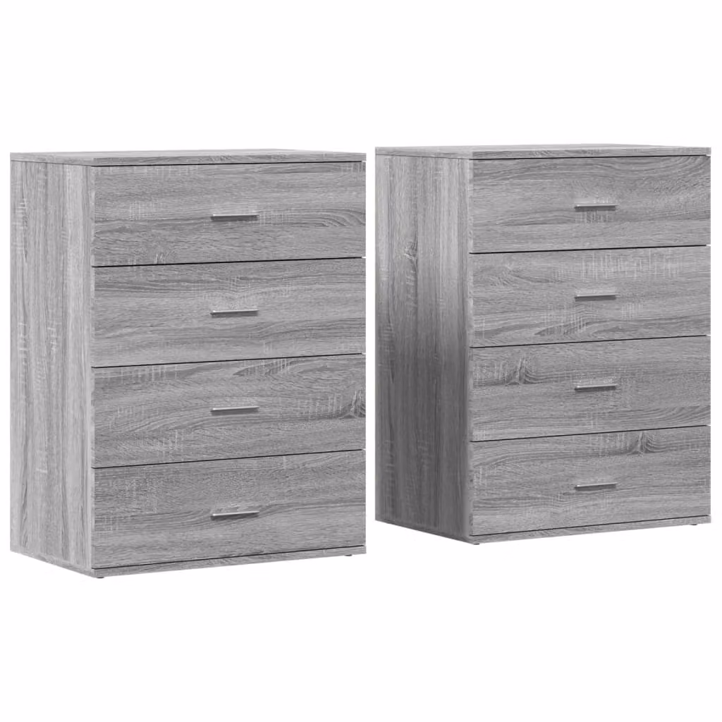 Credenze 2 pz Grigio Sonoma 60x39x80 cm in Legno Multistrato