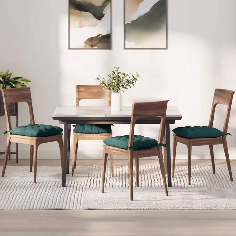 Set di 4 cuscini per seduta quadrati vidaXL in tessuto verde, lavabili in lavatrice, L 40 x P 40 x H 6 cm