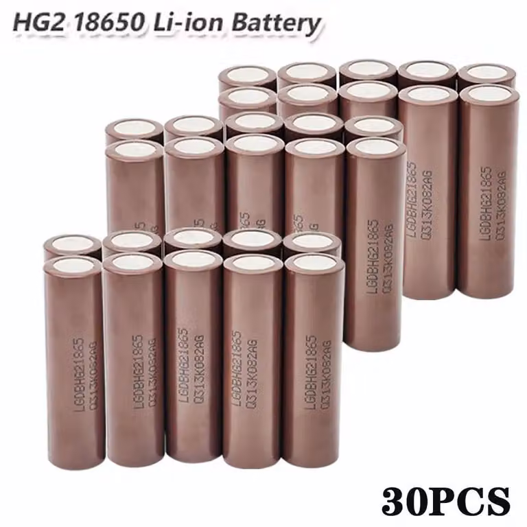 Batteria agli ioni di litio 18650 - HG2 ricaricabile - 3000 mAh, 3,7 V - Alta capacità - Confezione da 30 pezzi, ideale per torce e auto giocattolo