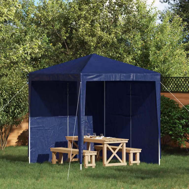 Set di 2 pareti per tenda da festa vidaXL in poliestere e acciaio, colore blu, L 200 cm x H 195 cm