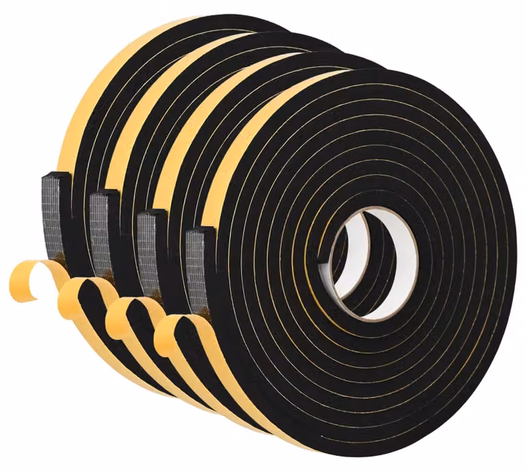 Nastro in schiuma autoadesivo, 4 pezzi, nero, 20 mm x 5 m, schiuma CR