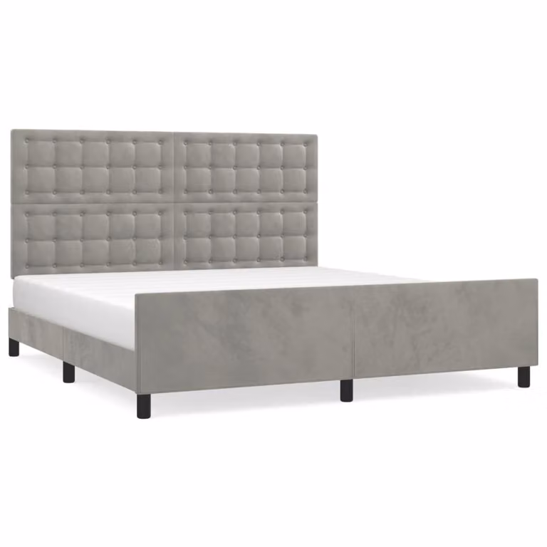 Giroletto senza Materasso Grigio Chiaro 160x200 cm Velluto