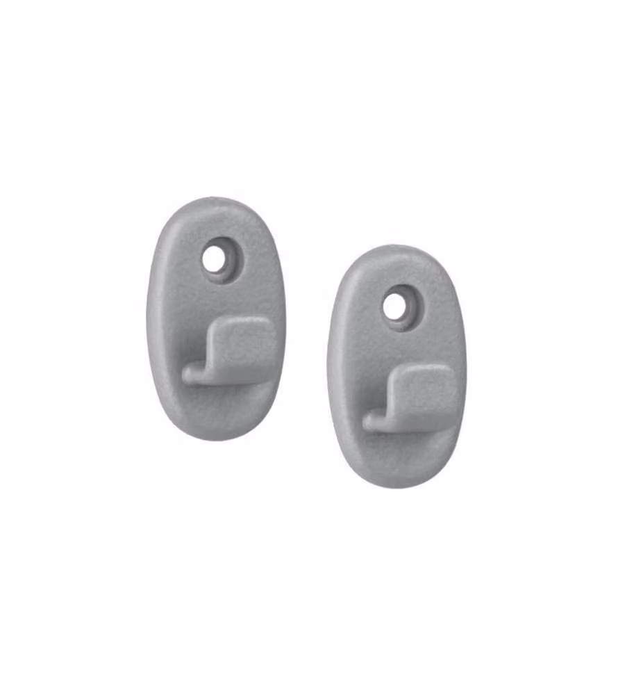 Set 2 Ganci Ovale in Plastica PA - Grigio - 4x1,5x2 cm