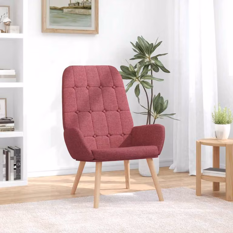 Sedia Relax vidaXL in Tessuto Rosso con Braccioli e Imbottitura in Schiuma