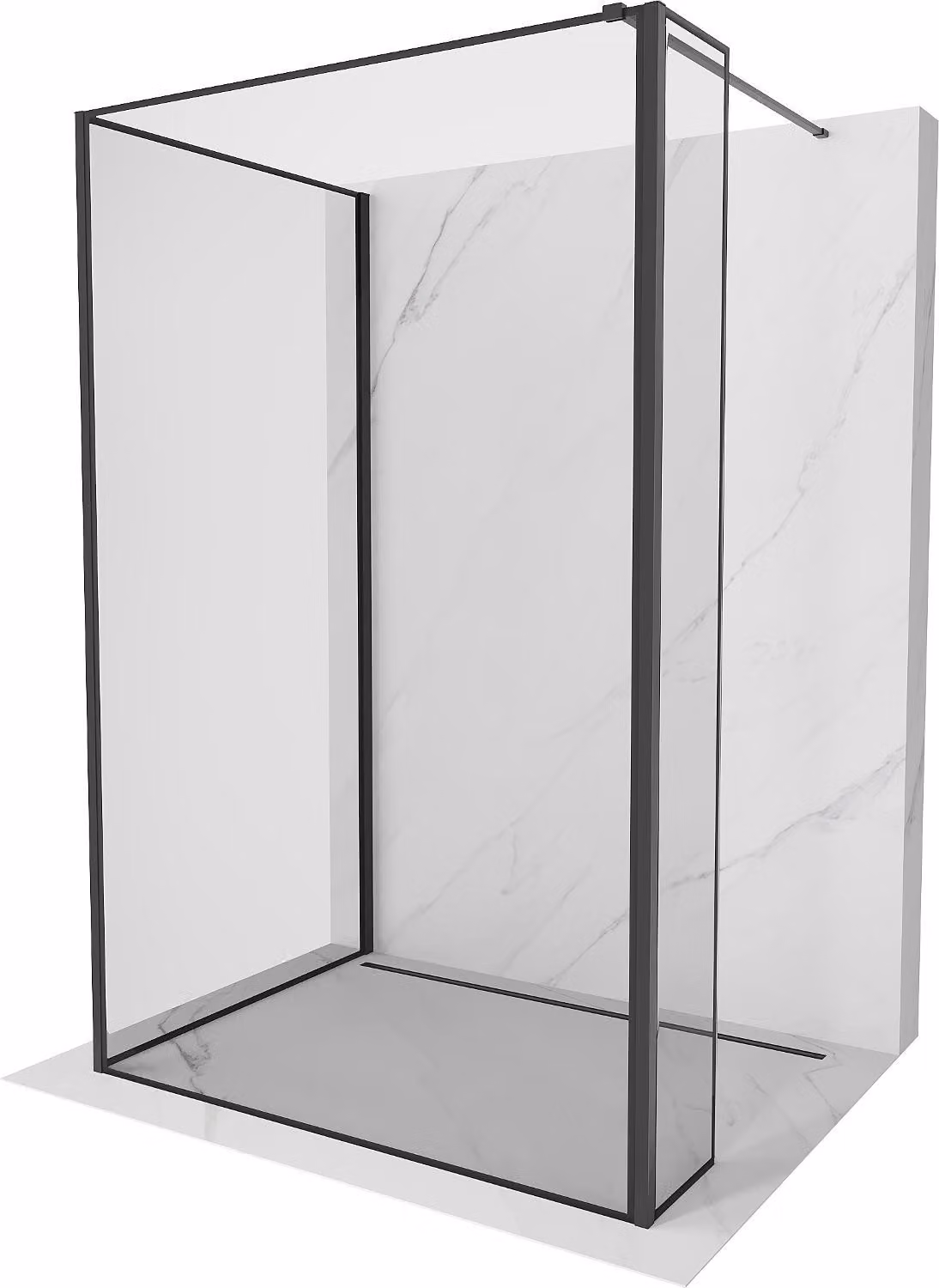 Mexen Kioto parete doccia Walk-in 130 x 70 x 40 cm, cornice nera, nera - 800-130-070-221-70-70-040