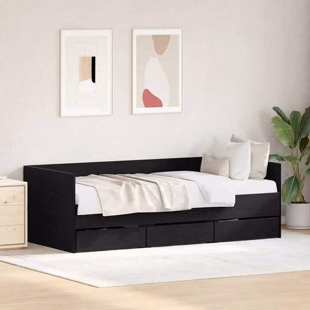 Daybed Rovere Nero 90 x 200 cm Legno ingegnerizzato 3333995