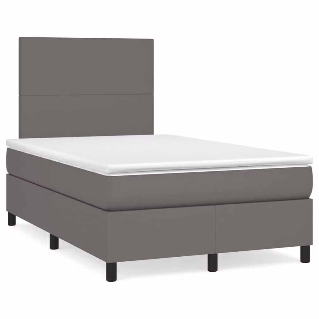 Giroletto a Molle con Materasso Grigio 120x200 cm in Pelle finta
