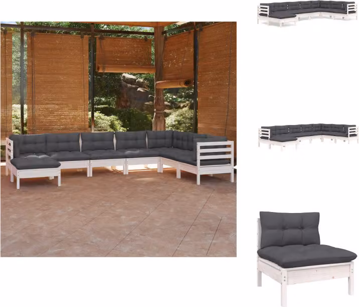 vidaXL set salotto da giardino 8 pezzi con cuscini in legno di pino massiccio bianco - Set di mobili da giardino