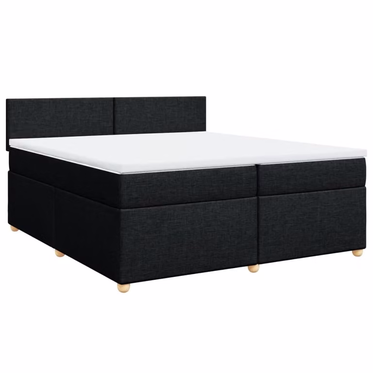 Giroletto a Molle con Materasso Nero 200x200 cm in Tessuto