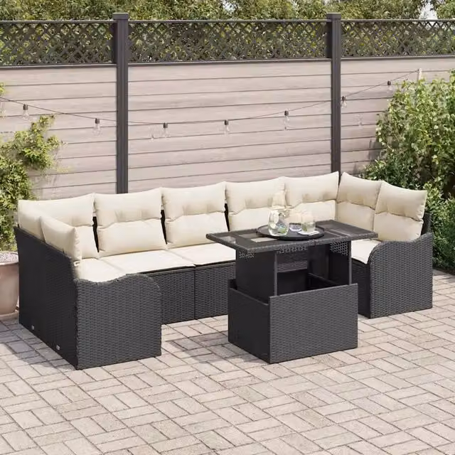 Set Divano da Giardino 8 pz Nero polyrattan 3348413