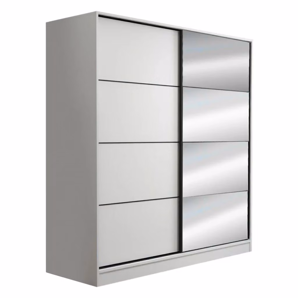 Armadio con Ante Scorrevoli DMORA per Camera da Letto, Bianco Opaco, L: 180 cm, H: 210 cm – 2