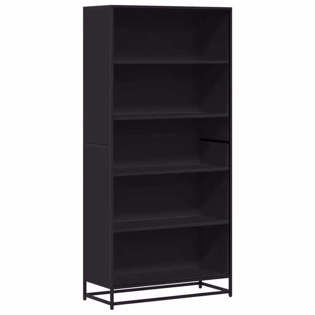 Libreria in stile industriale vidaXL nera con pannello posteriore, L: 80,5 cm, P: 35 cm, H: 170,5 cm – 2