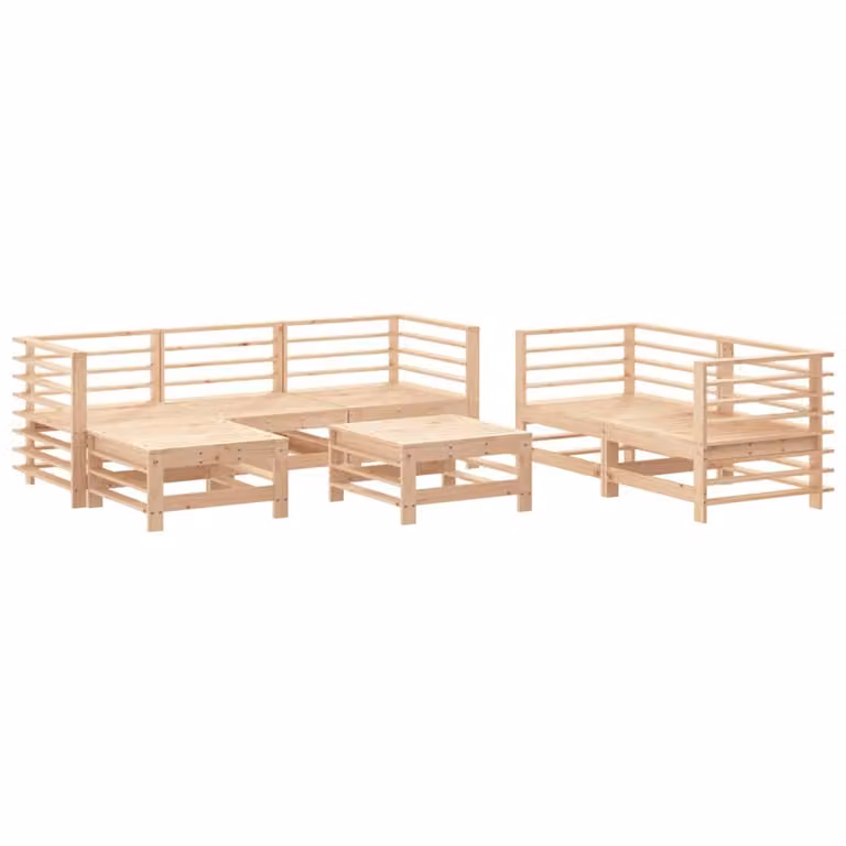 Set Salotto da Giardino 7 pz in Legno Massello di Pino