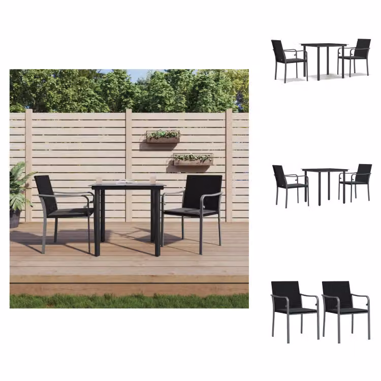 vidaXL Set da pranzo da giardino 3 pezzi con cuscini in polirattan e acciaio - Set di mobili da giardino