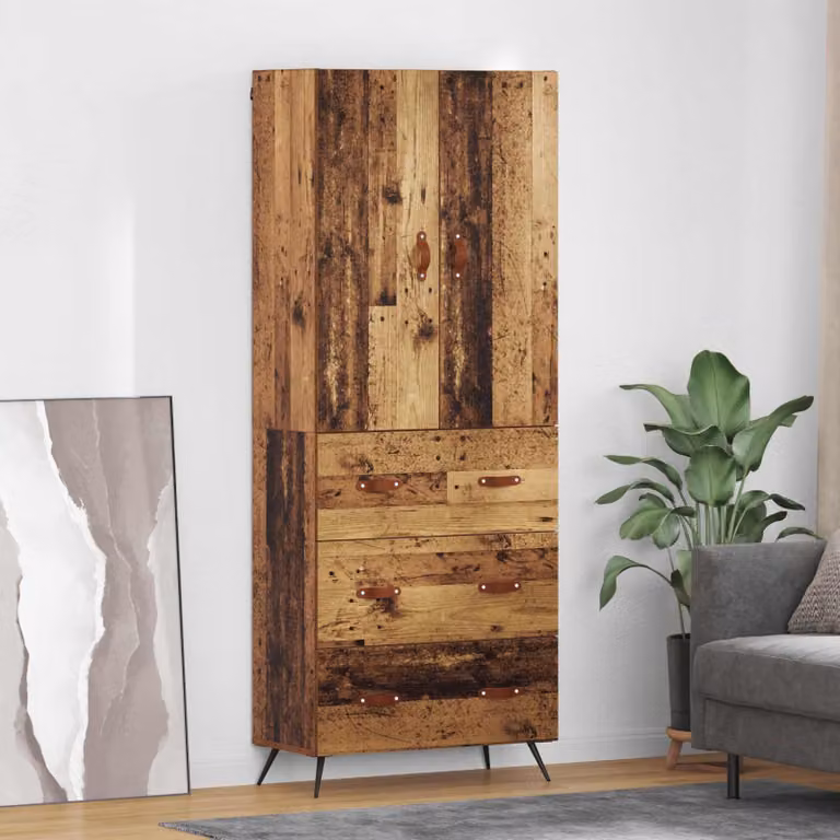 Credenza moderna vidaXL in legno marrone con ante a battente e ripiani interni, L: 69,5 cm, P: 34,0 cm, H: 180,0 cm