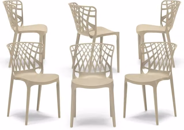 Set 6 sedie in polipropilene ARKO, 100% MADE IN ITALY, impilabile, idrorepellente, resistenza raggi UV, design moderno, ideale per sala da pranzo, cucina, bar, ristoranti o giardino, colore Corda