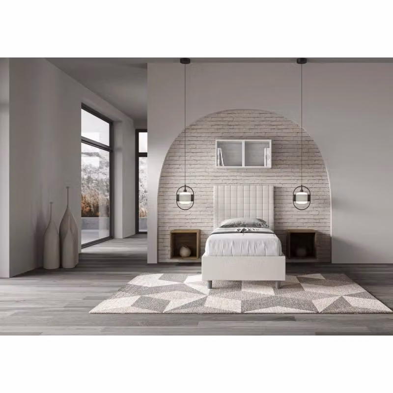 Letto singolo imbottito con contenitore Sunny di ITYHOME in similpelle bianca, L/P/H: 90 x 210 x 122 cm – 2