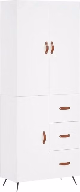 Credenza moderna DESIGN IN bianca in legno multistrato con ante a battente per sala da pranzo L: 69,5 cm, P: 34 cm, H: 180 cm