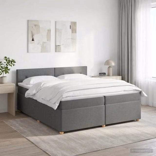 Letto box spring con materasso ibrido vidaXL Grigio e Bianco L/P/H: 200 x 200 x 34 cm – 1