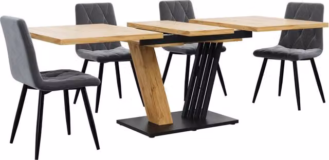 Tavolo allungabile 120-160x80x76 cm con piano in MDF effetto legno e gambe a ali