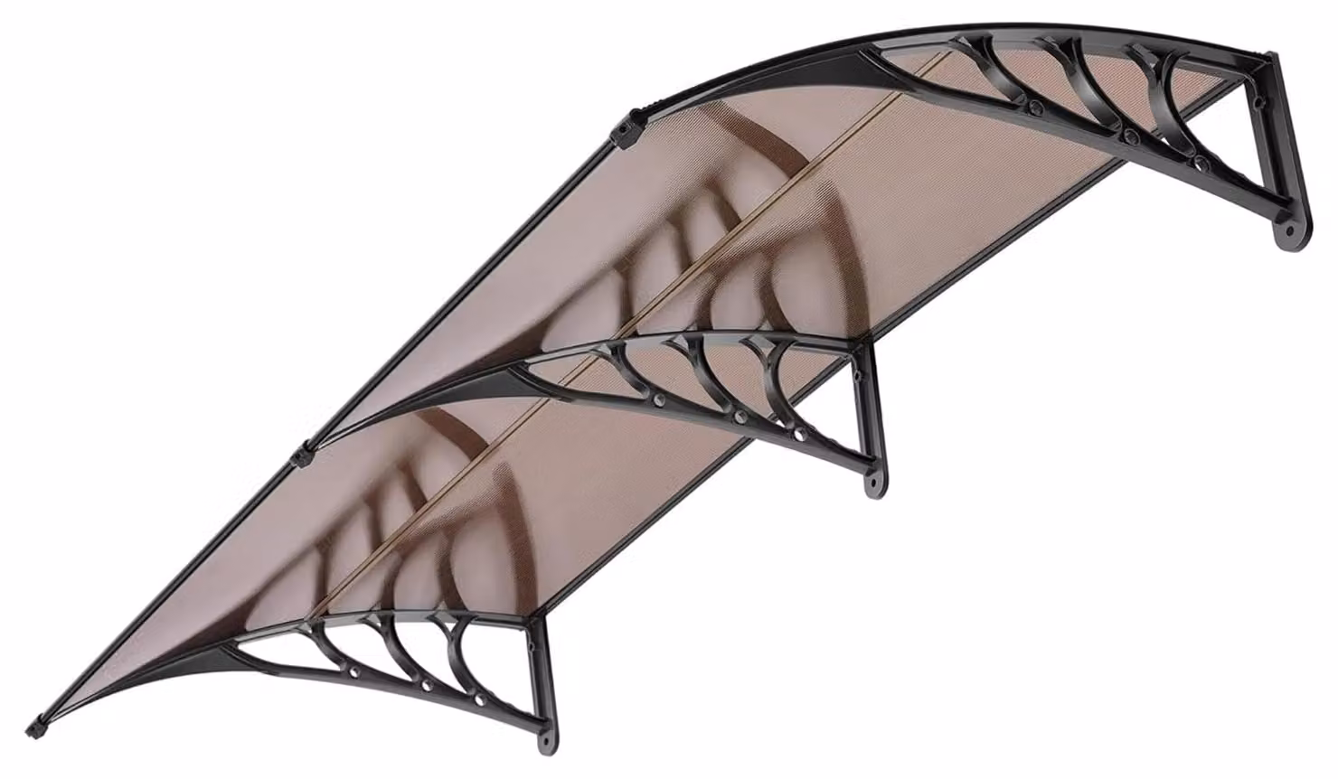 Tenda parasole per porta Policarbonato - 200 x 100 cm - Marrone con staffa nera