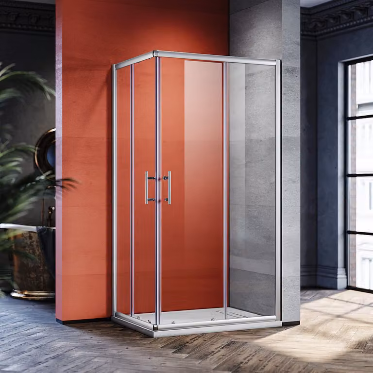 SONNI doccia angolare Cabine doccia ad angolo ingresso doppio porte scorrevoli doccia 100x70cm, vetro ESG funzione di sgancio rapido protezione dagli spruzzi d'acqua, altezza 195cm