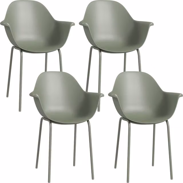 Set di 4 sedie da giardino Outsunny in PP e acciaio con piedini antiscivolo, colore verde, L: 59 cm, P: 55 cm, H: 84 cm – 1