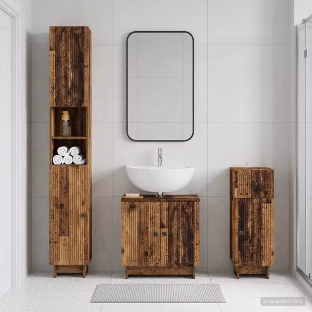 Set di armadietti da bagno in 3 pezzi EDE Legno antico 3417826