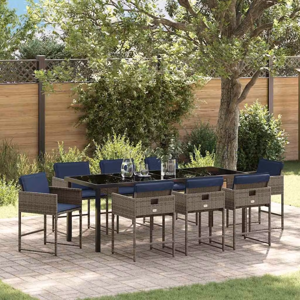 Maison Exclusive - Set da giardino per esterni, 9 pezzi, grigio, in rattan sintetico