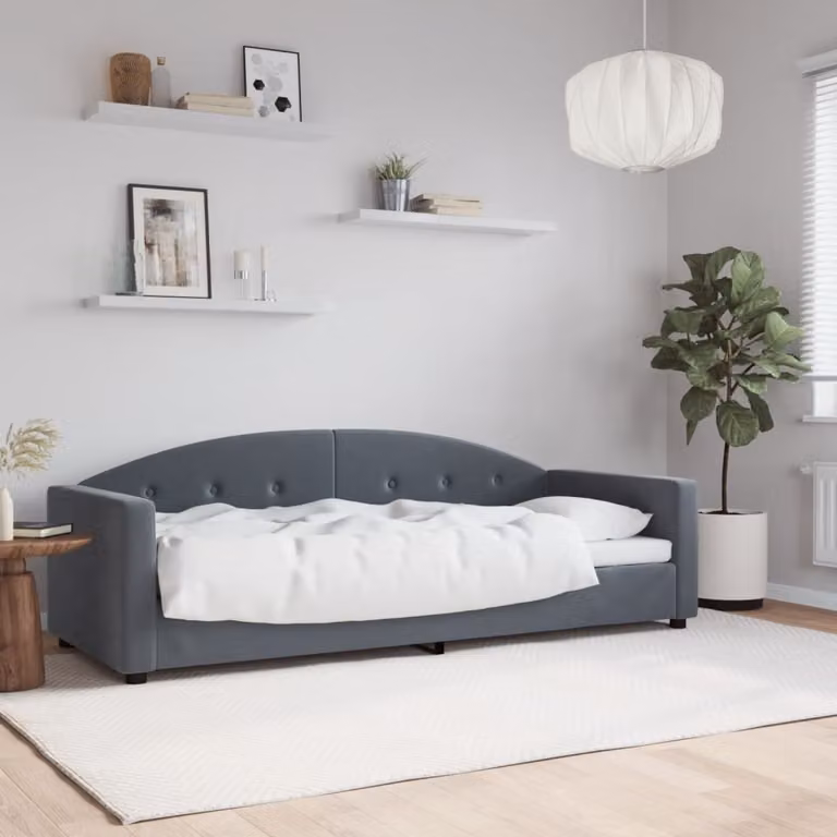 Letto da giorno vidaXL in velluto grigio con struttura in legno e metallo L 200 cm x P 80 cm