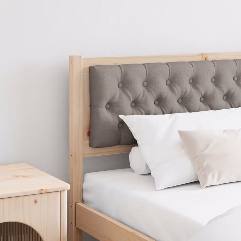 Testiera per letto imbottita vidaXL in legno di pino massello, colore marrone beige e grigio, larghezza: 205,5 cm