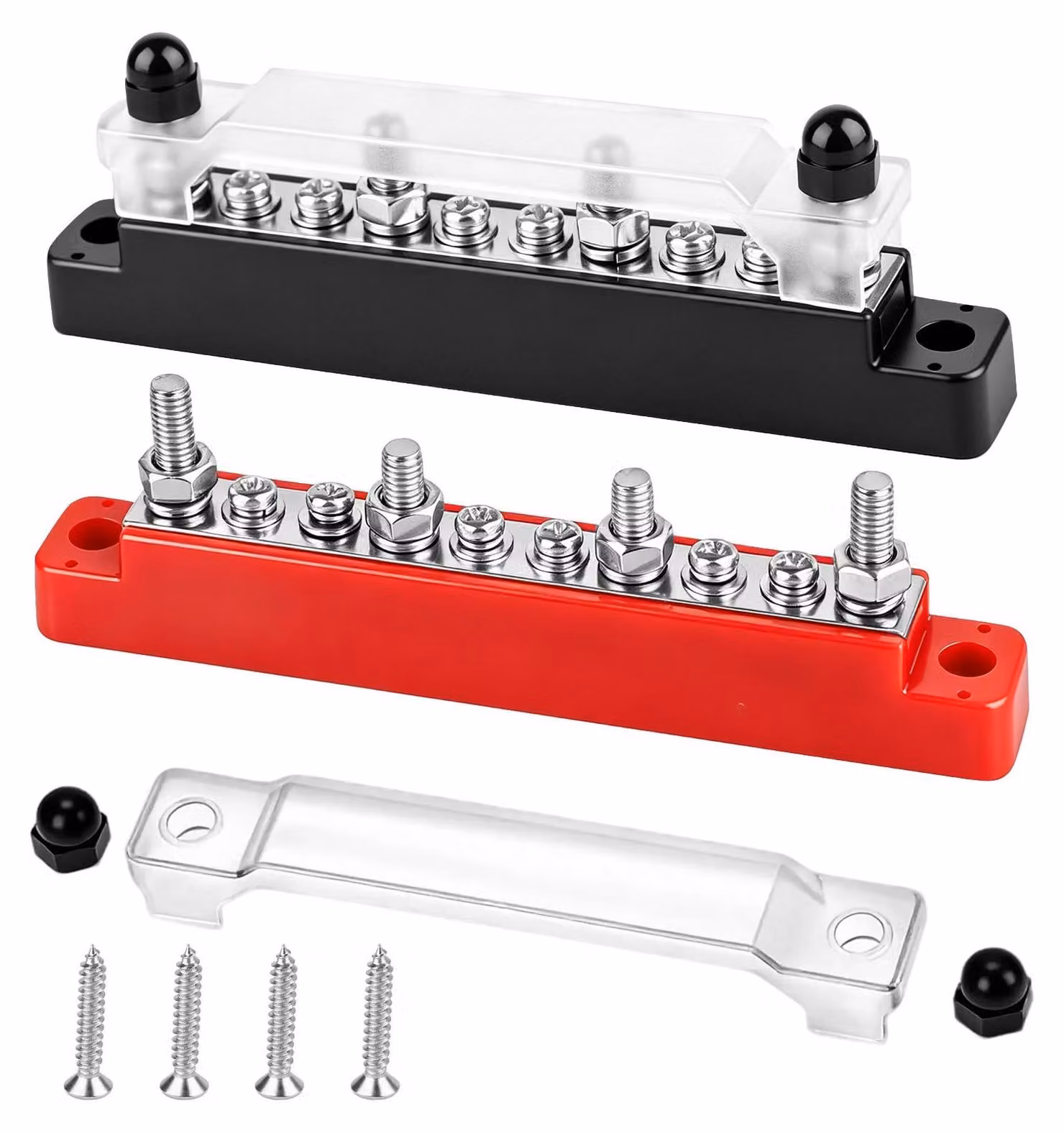 Blocco di distribuzione dell'energia, 12-48 V DC, 150 A, con scatola di connessione e viti, per auto, barche e camper