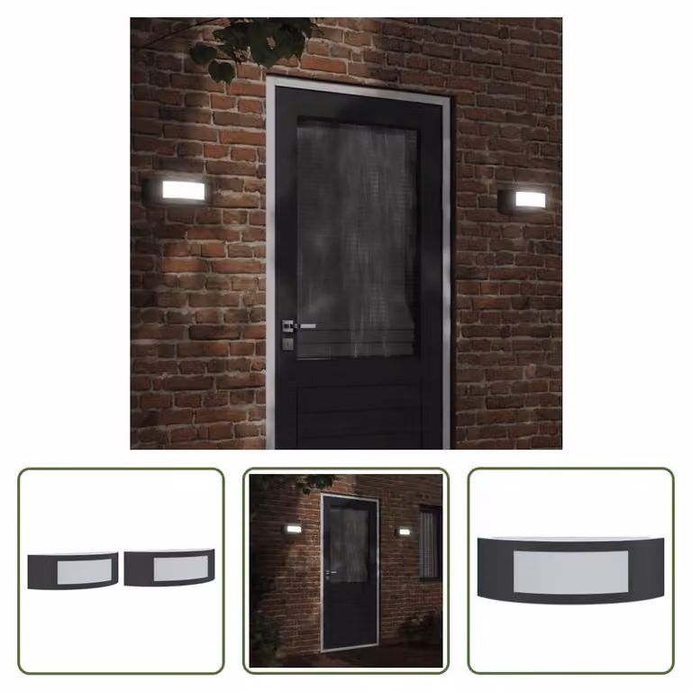 The Living Store Applique da esterno 2 pezzi in acciaio inox nero