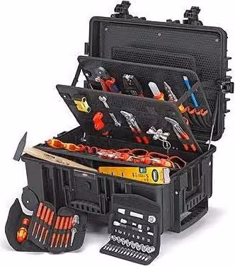 Knipex Cassetta per Attrezzi Robust45 Move Elektro con 63 Pezzi, Capacità 45 Litri, Nero