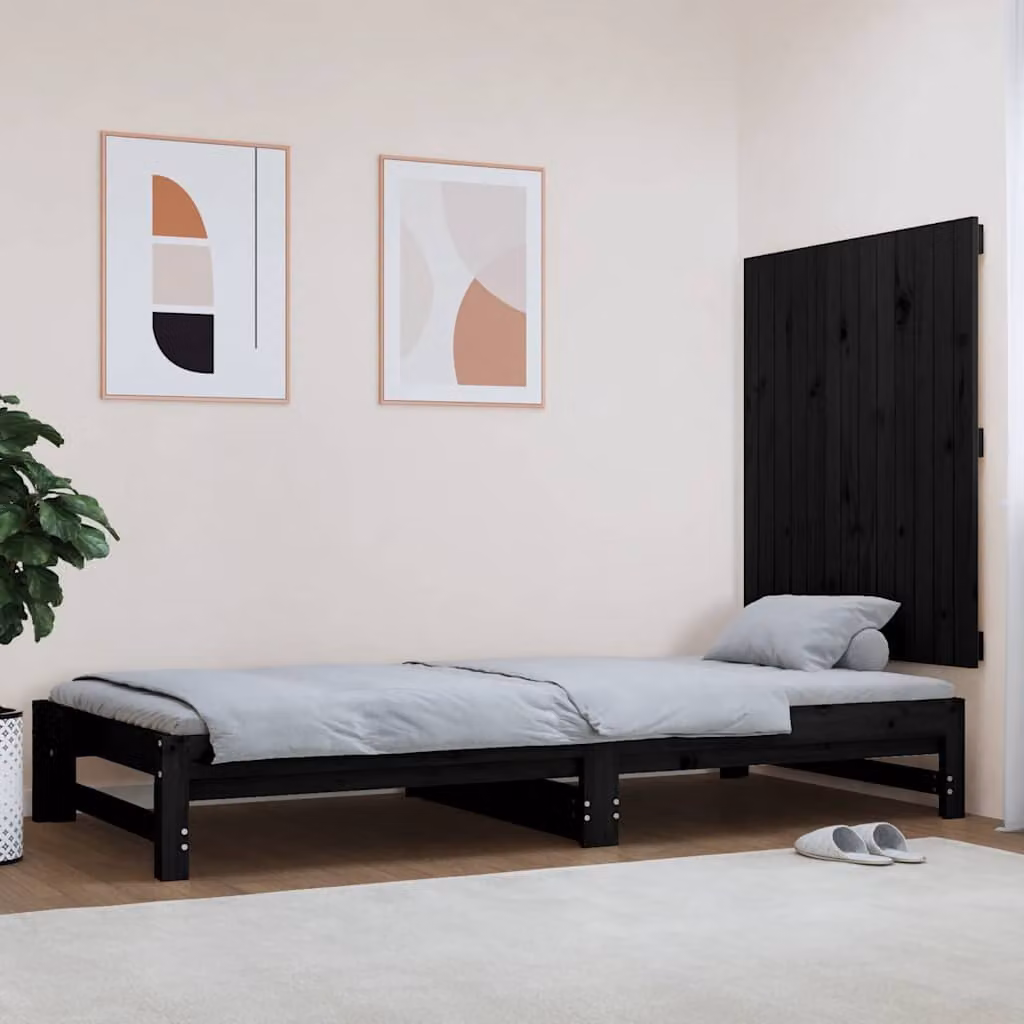 Testiera da parete vidaXL in legno massello di pino nero, L 82,5 x P 3 x H 90 cm