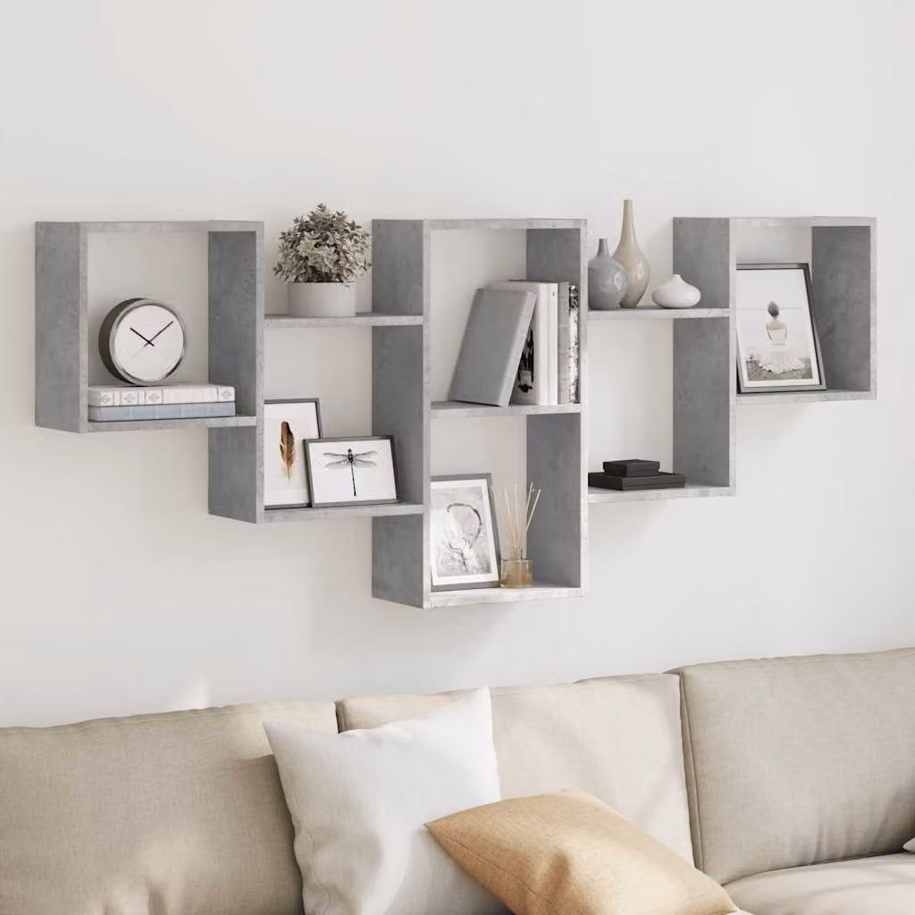 Scaffale a muro moderno vidaXL in MDF grigio cemento L: 159 cm, P: 18 cm, H: 66 cm
