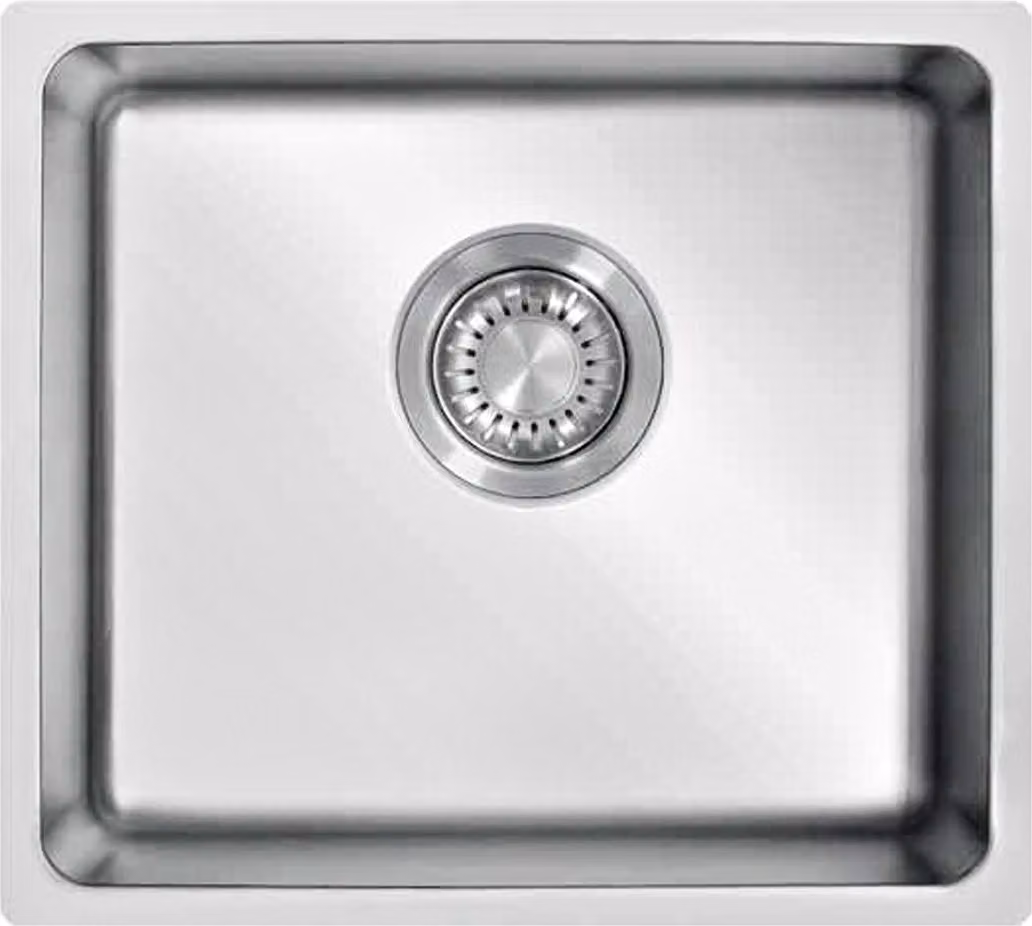 Lavello da incasso - 1 vasca - 49 x 44 cm - acciaio inox - lucido - incl. valvola a cestello