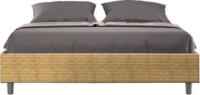 Letto Sommier imbottito Matrimoniale 160x200 cm tessuto Aragona Azelia - Con rete,Giallo