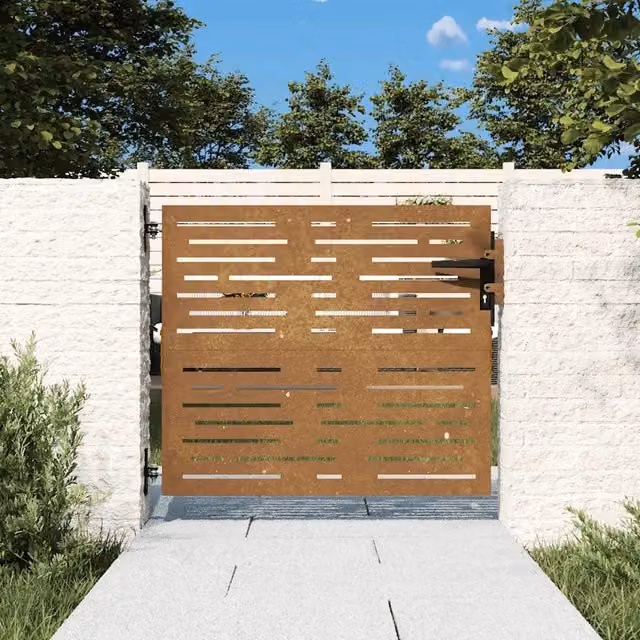 Cancello da giardino vidaXL in acciaio Corten marrone con design quadrato L: 85 cm, H: 100 cm – 1