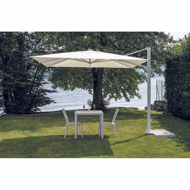 Ombrellone Tennessee Moia Bianco con Mezza Base in Alluminio e Poliestere L: 300 x P: 300 cm, H: 266 cm – 2