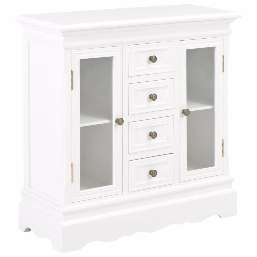 Credenza bianca 70x28x70 cm in legno di pino massiccio
