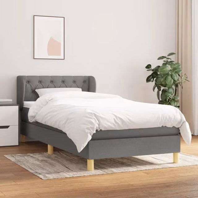 Giroletto a Molle con Materasso-Struttura Letto Grigio Scuro 80x200 cm Tessuto 274463