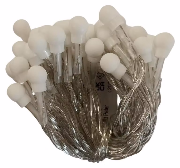 Catena luminosa a LED, colore argento, lunghezza 4,9 metri, grado di protezione IP20, 1750 LED